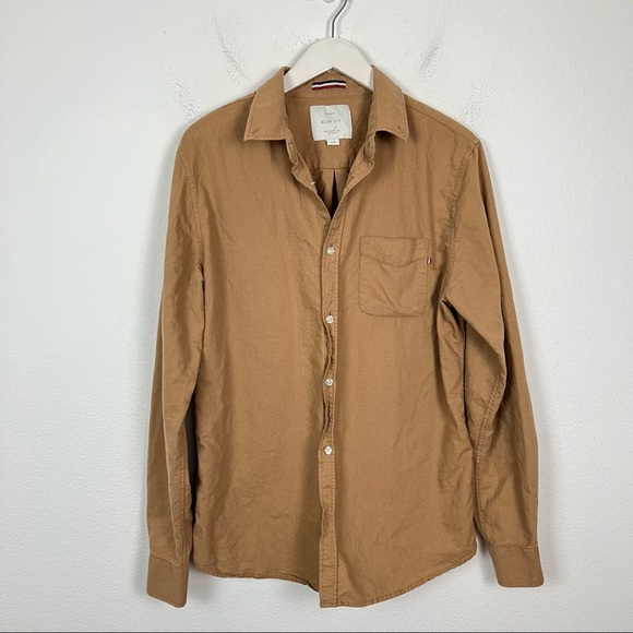 Cotton On Other - Cotton On Men’s Slim Fit Long Sleeve Button Down Shirt Tan Size Large